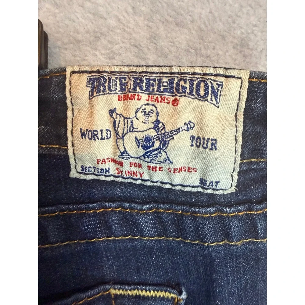 True Religion World Tour Skinny Jeans Mens 32 Dark Wash Indigo Denim Horseshoe